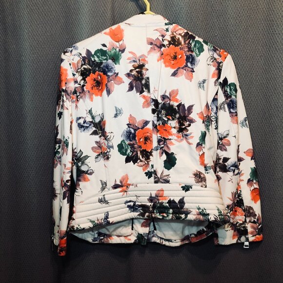 *NWT* [WOMEN L] GUESS ORSOLA Floral Faux Leather Moto Biker Bomber Jacket Coat - Picture 4 of 7